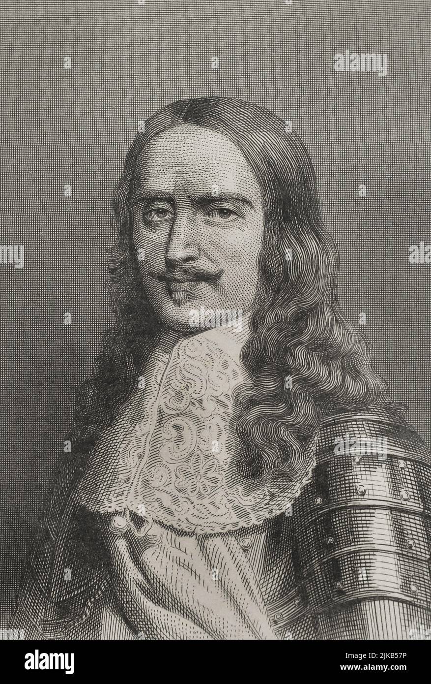 Henri de la Tour d'Auvergne-Bouillon (1611-1675). Französischer Adliger und Militär. 1643 zum Marschall von Frankreich und 1660 zum Generalmarschall der Lager und Armeen des Königs ernannt. Hochformat. Gravur von Geoffroy. „Historia Universal“, von César Cantú. Band VIII. 1858. Autor: Charles Geoffroy (1819-1882). Französischer Gravierer. Stockfoto