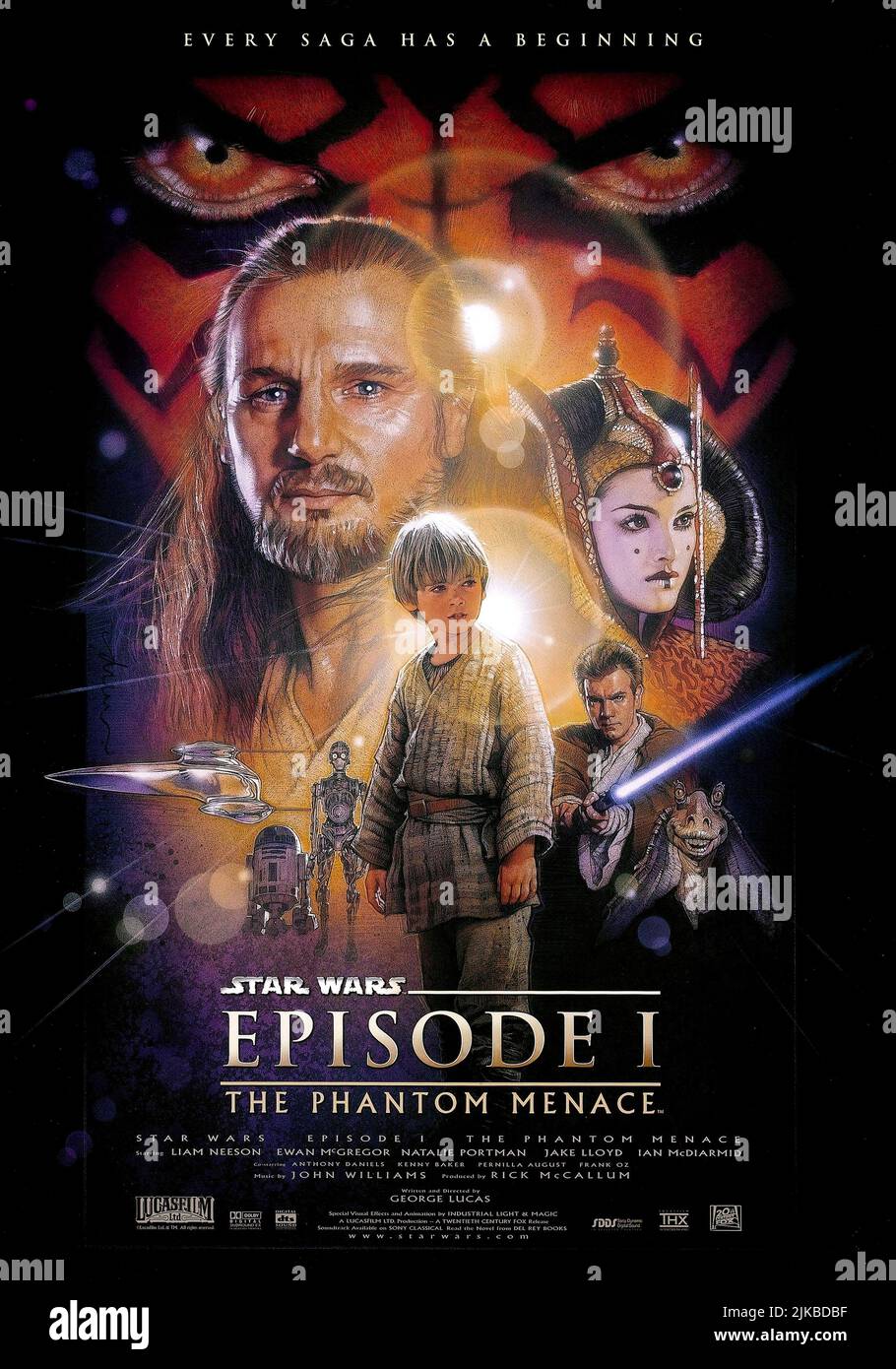 Filmplakat Film Star Wars: Episode I - The Phantom Menace (USA 1999) Regie: George Lucas 19. Mai 1999 **WARNUNG** dieses Foto ist nur für redaktionelle Zwecke bestimmt und unterliegt dem Copyright von LUCAS Film und/oder dem von der Film or Production Company beauftragten Fotografen und kann nur durch Veröffentlichungen in Verbindung mit der Werbung für den oben genannten Film reproduziert werden. Es ist eine obligatorische Gutschrift für LUCAS Film erforderlich. Der Fotograf sollte ebenfalls angerechnet werden, wenn er bekannt ist. Ohne schriftliche Genehmigung der Film Company kann keine kommerzielle Nutzung gewährt werden. Stockfoto