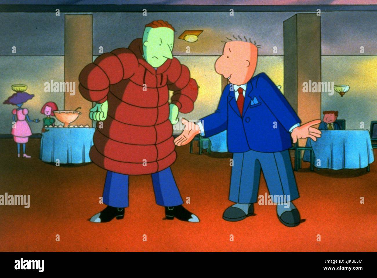 Roger Klotz & Doug Funnie Film Doug's 1st Movie (1999) Charaktere: Roger Klotz & Doug Funnie Regie: Maurice Joyce 19. März 1999 **WARNUNG** dieses Foto ist nur für redaktionelle Zwecke bestimmt und unterliegt dem Copyright von WALT DISNEY und/oder dem Fotografen, der von der Film- oder Produktionsgesellschaft zugewiesen wurde. Es kann nur durch Veröffentlichungen in Verbindung mit der Werbung für den oben genannten Film reproduziert werden. Es ist eine obligatorische Gutschrift für WALT DISNEY erforderlich. Der Fotograf sollte ebenfalls angerechnet werden, wenn er bekannt ist. Ohne schriftliche Genehmigung der Film Company kann keine kommerzielle Nutzung gewährt werden. Stockfoto