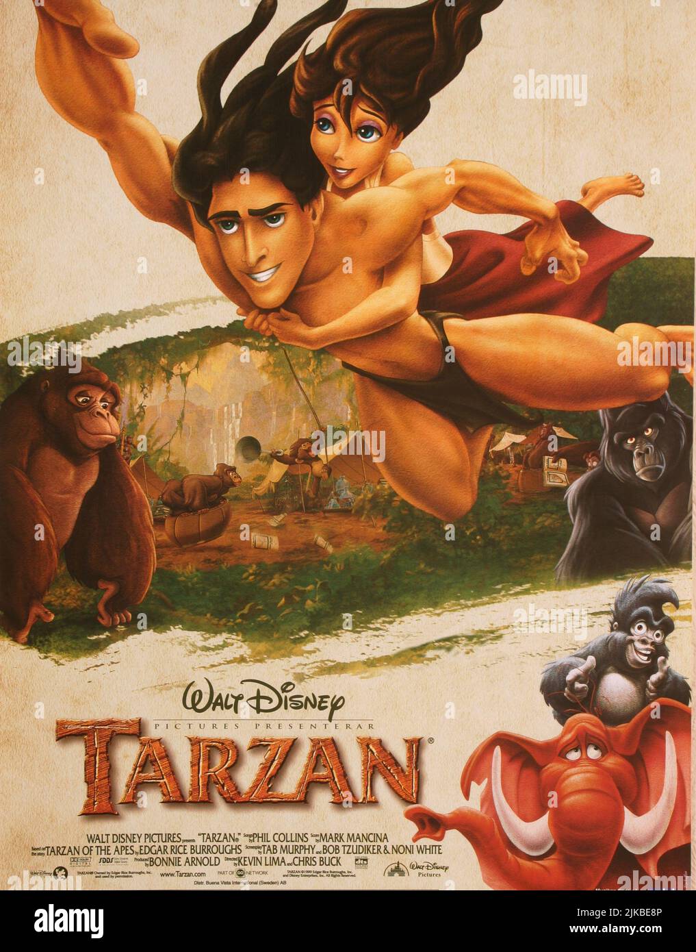 Tarzan Poster Film Tarzan (USA 1999) Regie: Chris Buck & Kevin Lima 16. Juni 1999 **WARNUNG** dieses Foto ist nur für redaktionelle Zwecke bestimmt und unterliegt dem Copyright von DISNEY und/oder dem Fotografen, der von der Film- oder Produktionsgesellschaft beauftragt wurde. Es kann nur durch Veröffentlichungen in Verbindung mit der Werbung für den oben genannten Film reproduziert werden. Eine obligatorische Gutschrift für DISNEY ist erforderlich. Der Fotograf sollte ebenfalls angerechnet werden, wenn er bekannt ist. Ohne schriftliche Genehmigung der Film Company kann keine kommerzielle Nutzung gewährt werden. Stockfoto