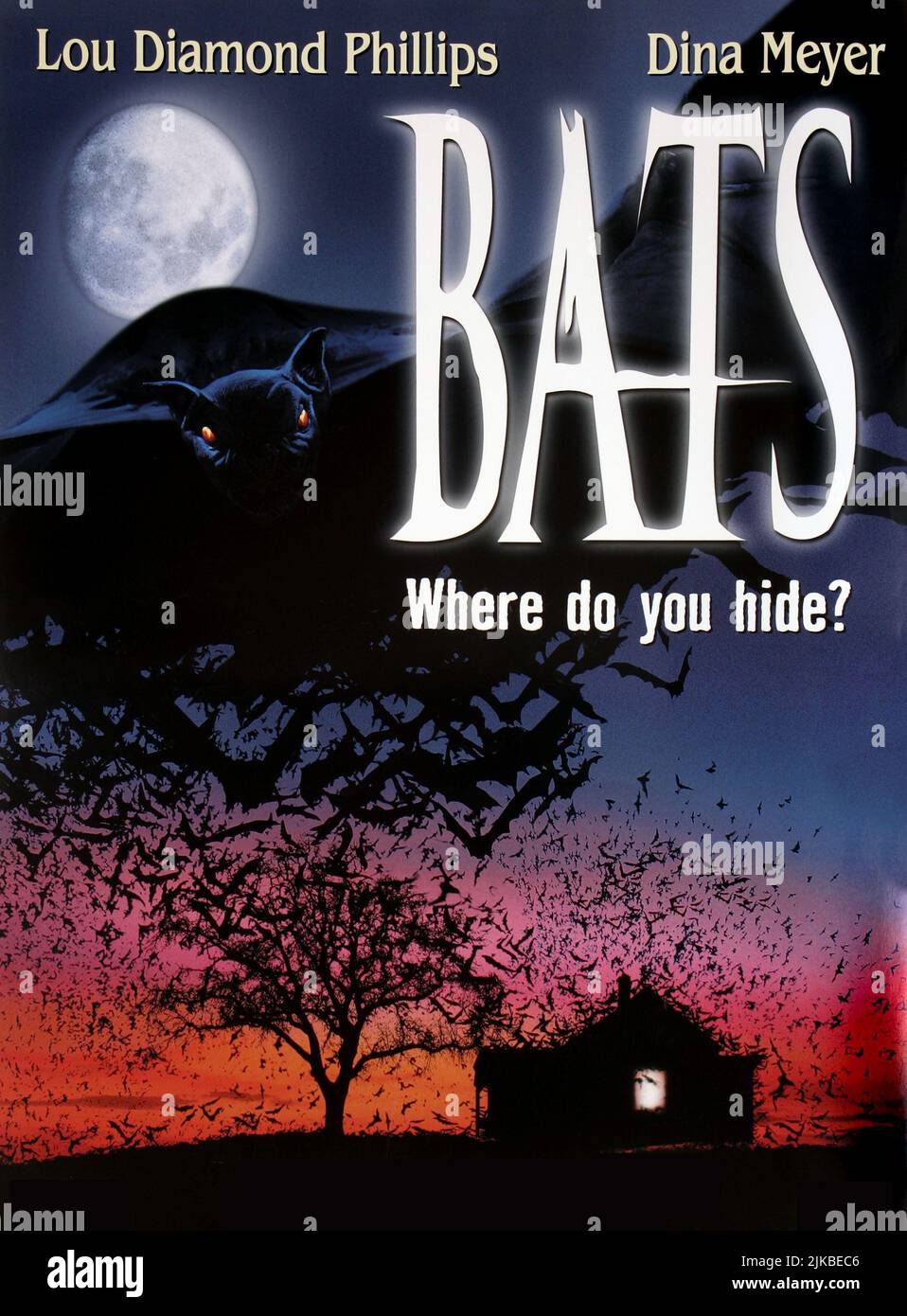 Film Poster Film Fledermäuse (1999) Regie: Louis Morneau 22. Oktober 1999 **WARNUNG** dieses Foto ist nur für redaktionelle Zwecke bestimmt und unterliegt dem Copyright von COLUMBIA und/oder dem Fotografen, der von der Film- oder Produktionsgesellschaft beauftragt wurde. Es kann nur durch Veröffentlichungen in Verbindung mit der Werbung für den oben genannten Film reproduziert werden. Eine obligatorische Gutschrift für COLUMBIA ist erforderlich. Der Fotograf sollte ebenfalls angerechnet werden, wenn er bekannt ist. Ohne schriftliche Genehmigung der Film Company kann keine kommerzielle Nutzung gewährt werden. Stockfoto