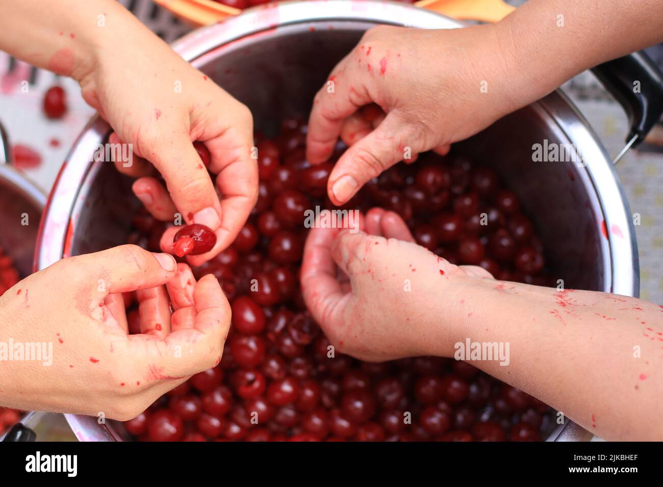 Sauerkirsche für Marmelade Stockfoto