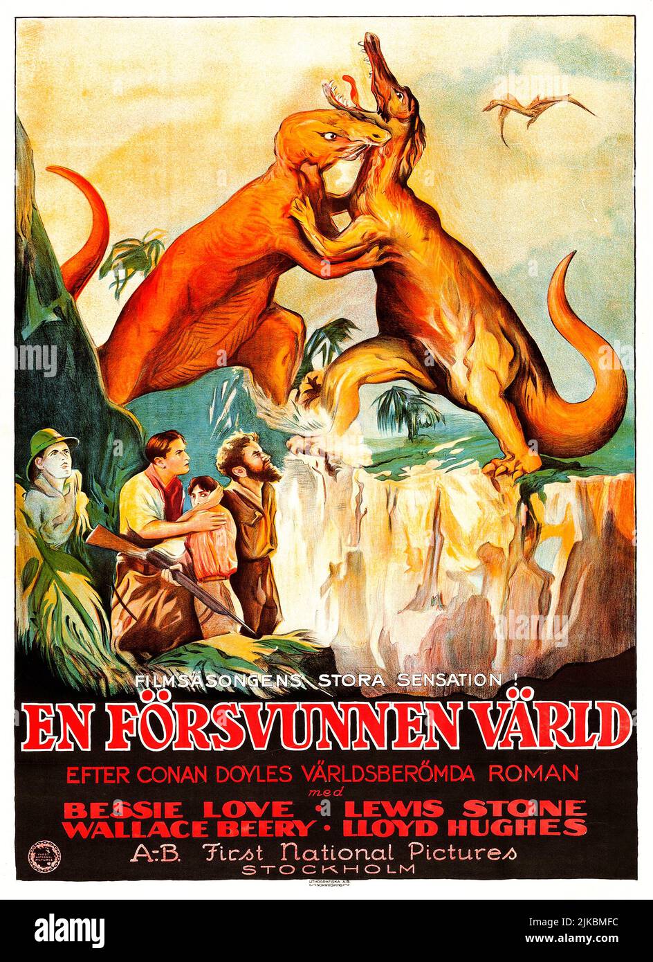 The Lost World (First National, 1925) Schwedisches Filmposter - en försvunnen värld. Nach einem Science-Fiction-Roman von Sir Arthur Conan Doyle. Stockfoto