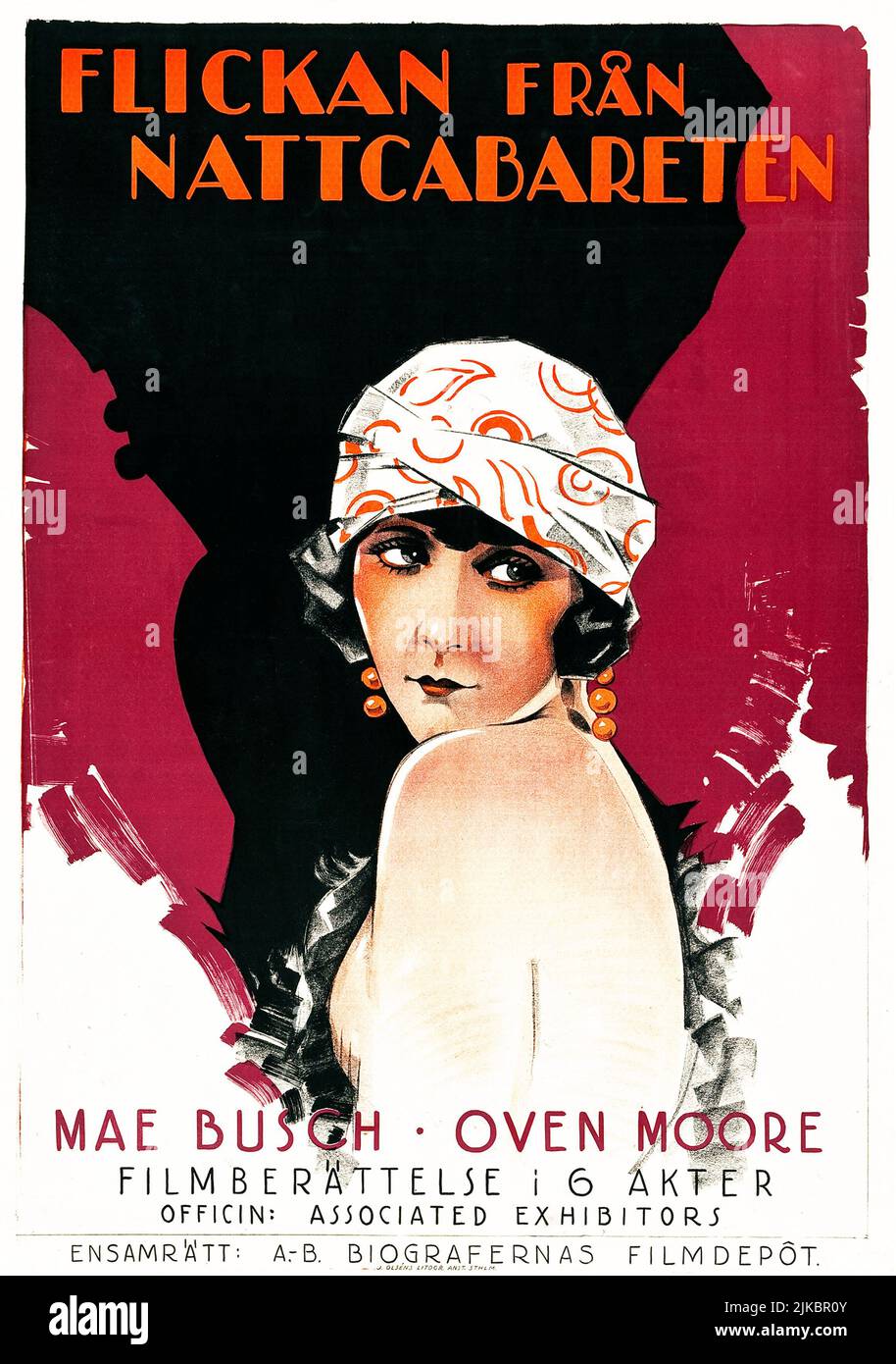 Camille von der Barbary Coast (assoziierte Aussteller, 1926). Schwedisches Filmplakat - Flickan från Nattcabareten. Mae Busch, Oven Moore. Stockfoto