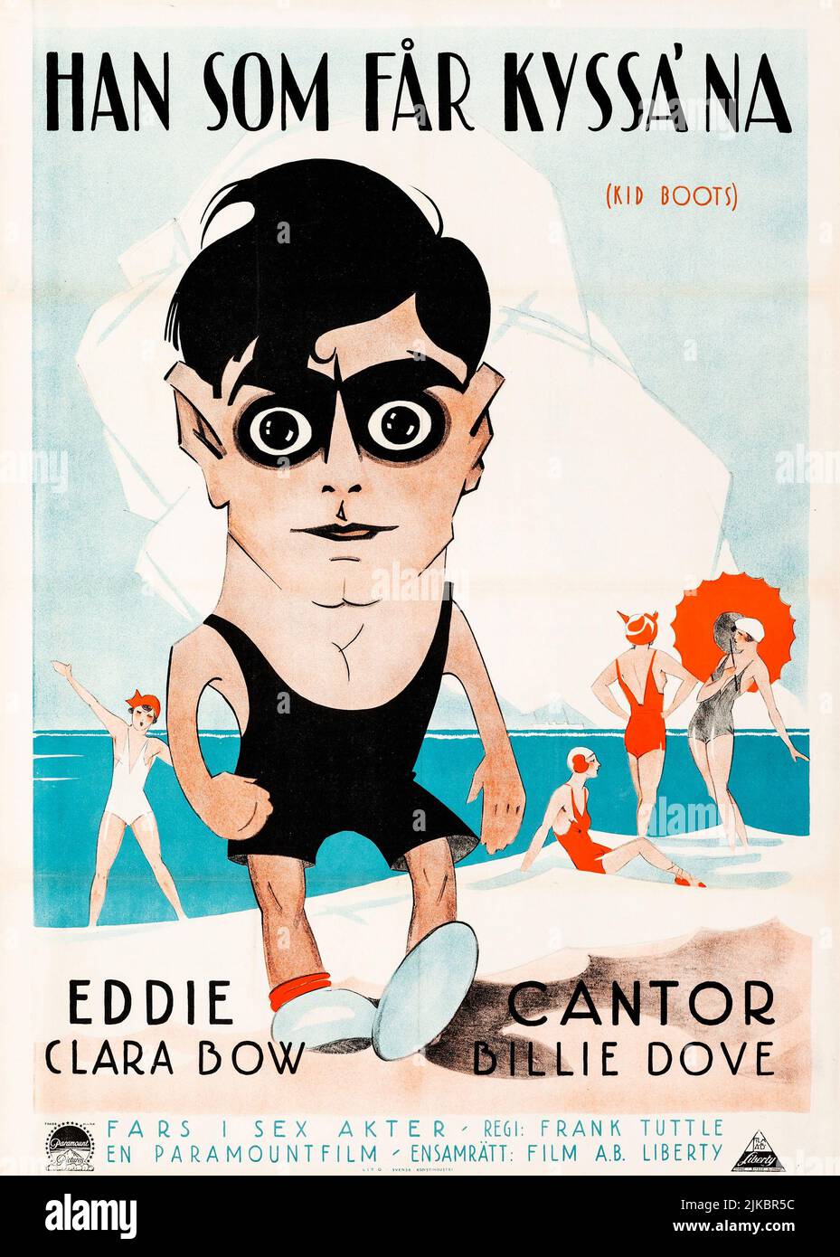 Han som får kyssa'na – Kinderstiefel (Paramount, 1926). Eddie Cantor, Clara Bow - Schwedisches Filmposter. Stockfoto