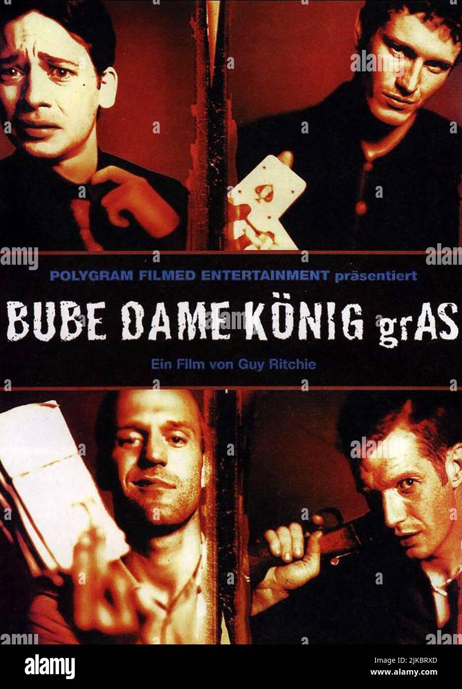 Dexter Fletcher, Nick Moran, Jason Statham & Jason Flemyng Film: Lock, Stock and Two Smoking Barrels (UK 1998) Regie: Guy Ritchie 28. August 1998 **WARNUNG** Dieses Foto ist nur für redaktionelle Verwendung bestimmt und unterliegt dem Copyright von HANDGEFERTIGTEN FILMEN und/oder dem Fotografen, der von der Film- oder Produktionsfirma beauftragt wurde.Es kann nur von Publikationen im Zusammenhang mit der Bewerbung des oben genannten Films reproduziert werden. Eine obligatorische Gutschrift für HANDGEFERTIGTE FILME ist erforderlich. Der Fotograf sollte auch bei Bekanntwerden des Fotos gutgeschrieben werden. Ohne schriftliche Genehmigung der Film Company kann keine kommerzielle Nutzung gewährt werden. Stockfoto