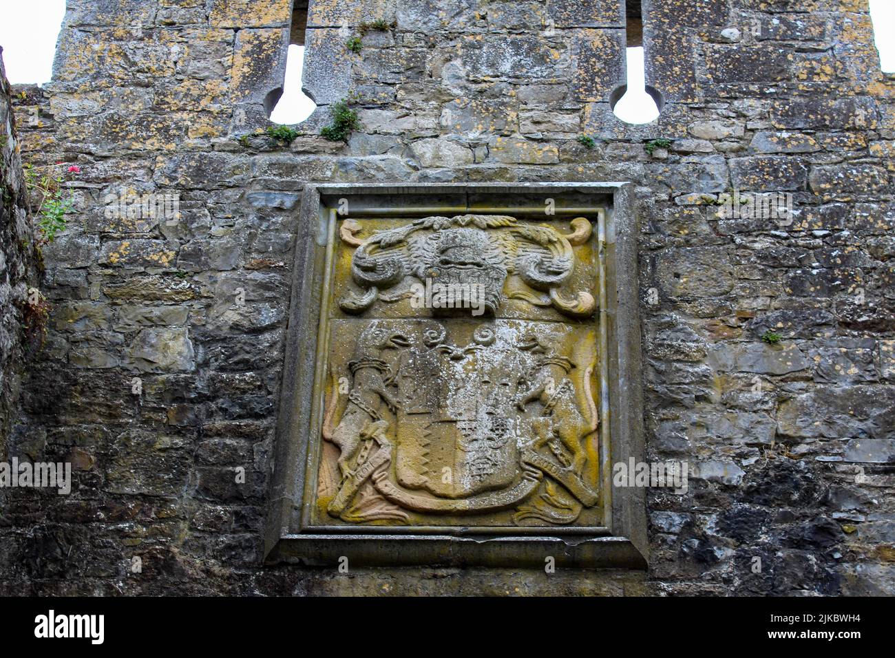 Die Butler Family Crest über dem Eingang zum Cahir Castle Stockfoto