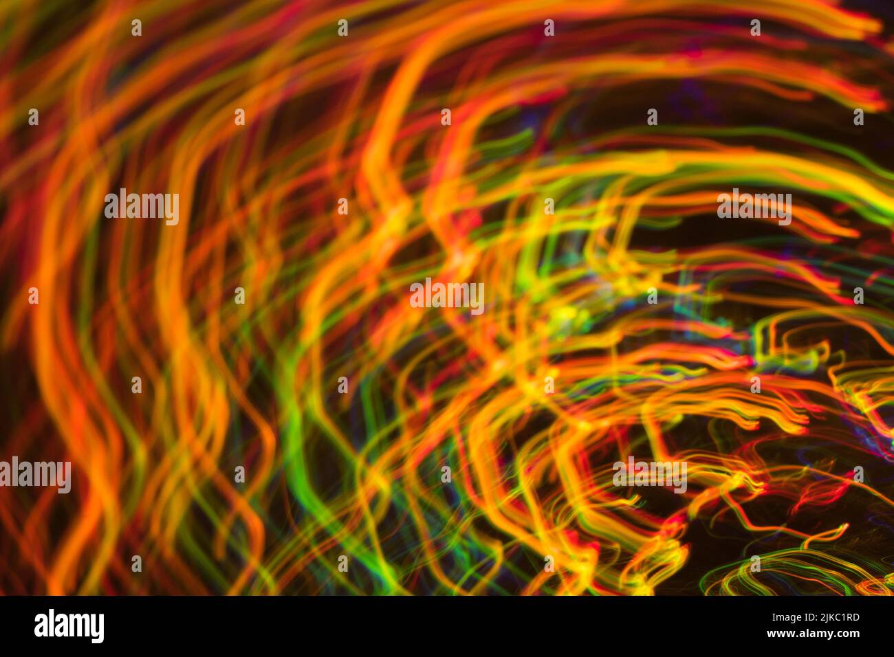 Neon Whirl Lines Linse flirren verschwommenes abstraktes Licht auf Stockfoto