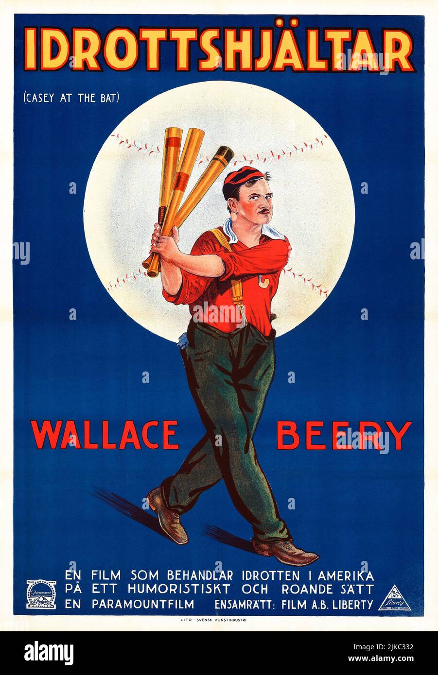 Casey at the bat (Paramount, 1927). Schwedisches Filmplakat feat Wallace Beery. Stockfoto