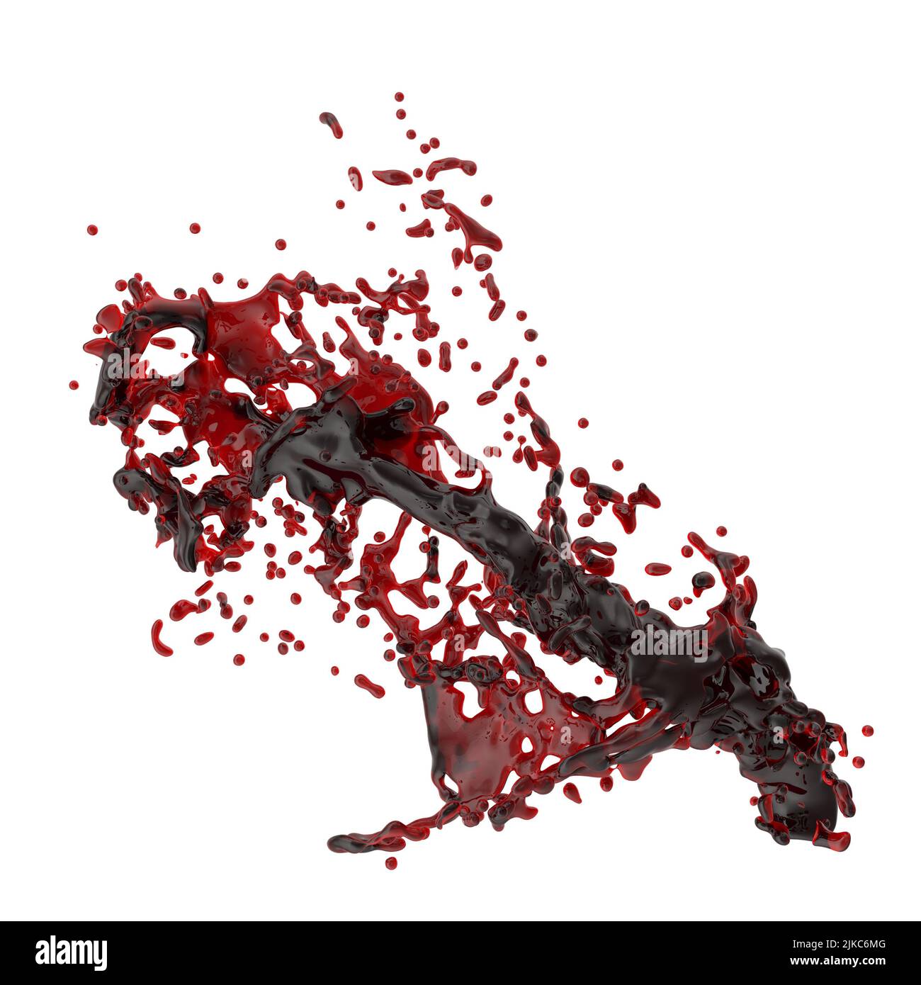 3D Illustration eines realistischen Blutspritzern Stockfoto