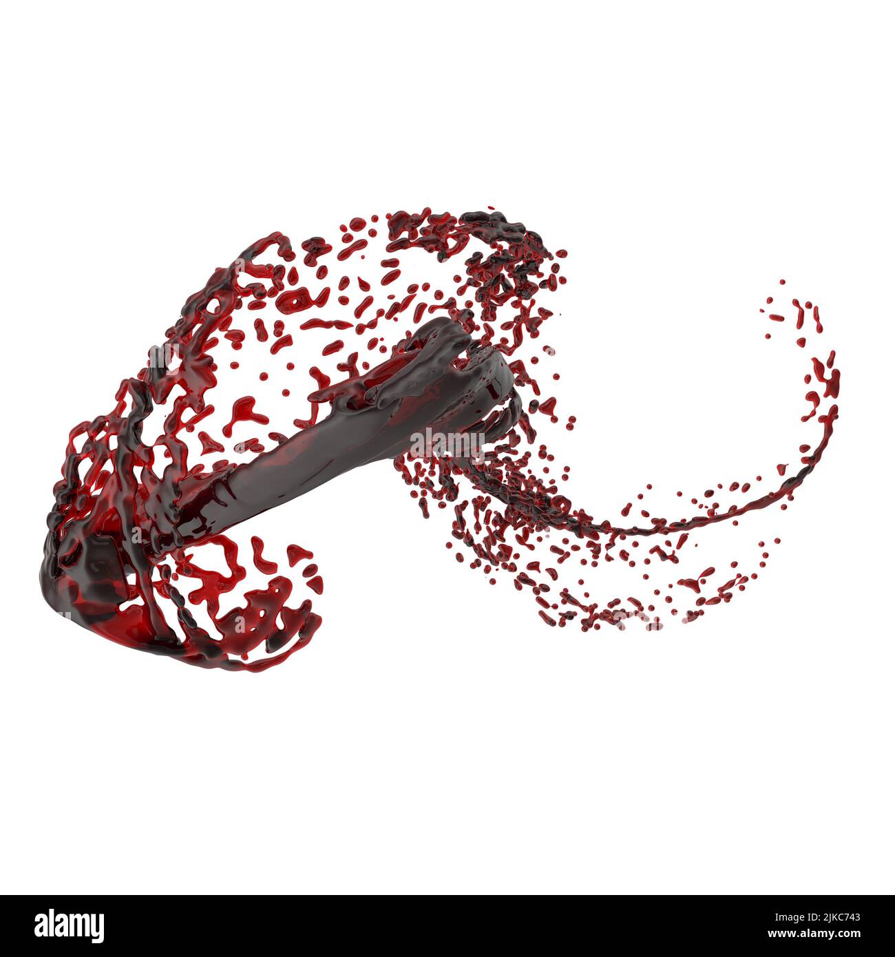 3D Illustration eines realistischen Blutspritzern Stockfoto