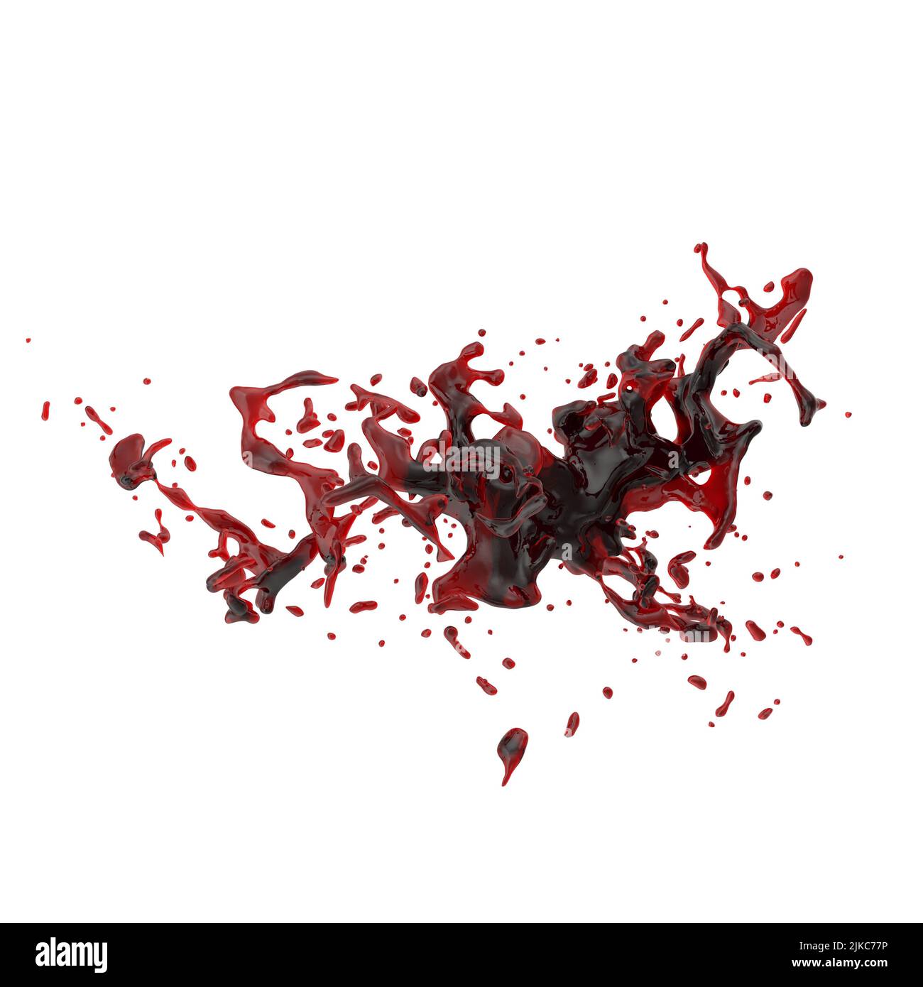 3D Illustration eines realistischen Blutspritzern Stockfoto