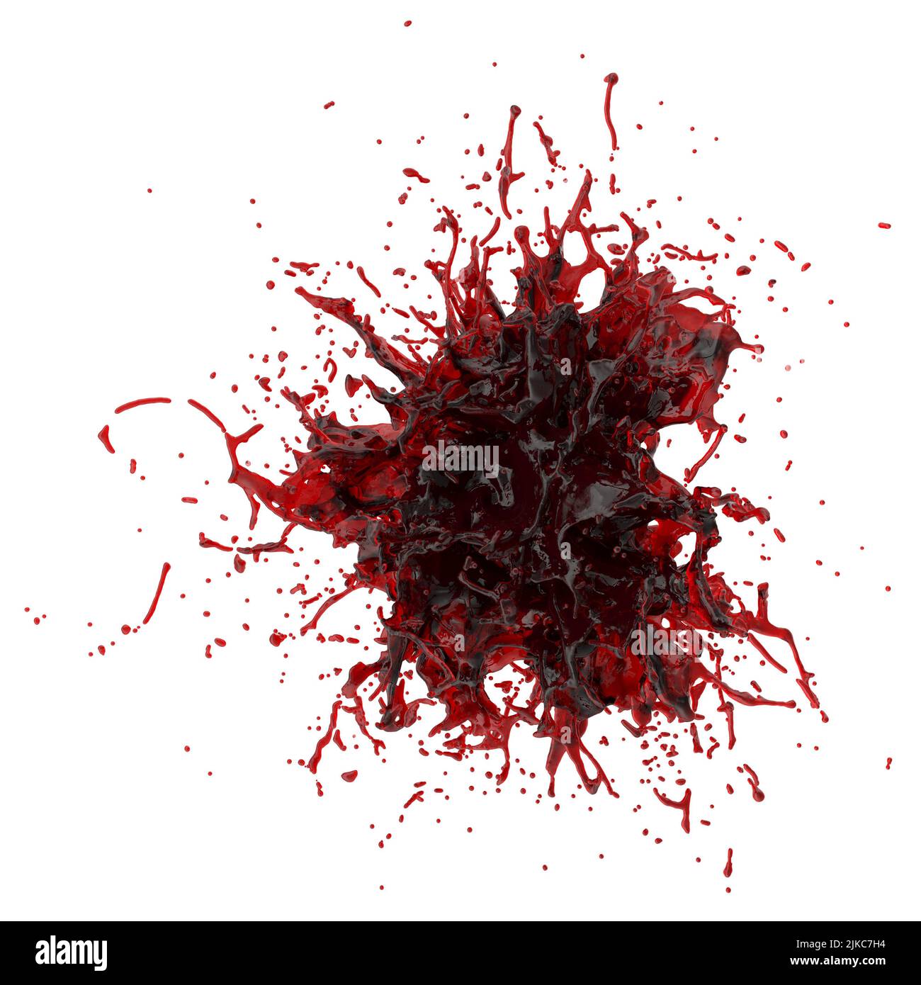 3D Illustration eines realistischen Blutspritzern Stockfoto