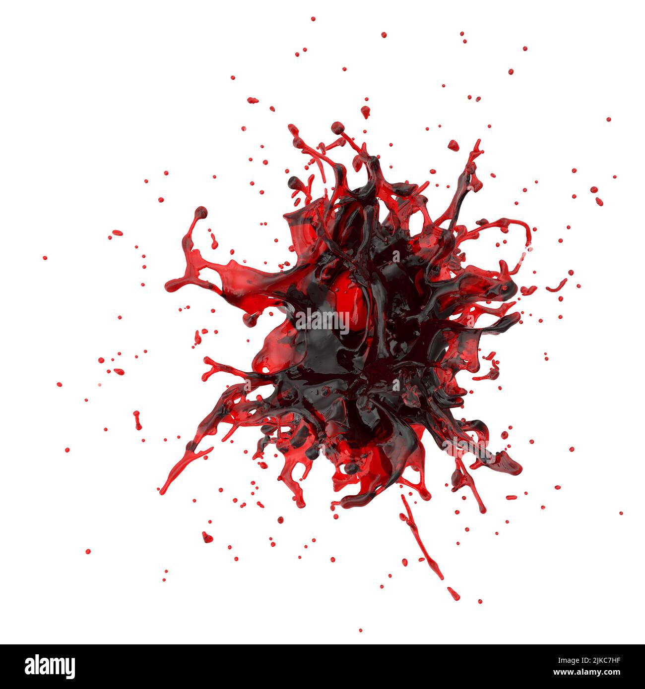 3D Illustration eines realistischen Blutspritzern Stockfoto