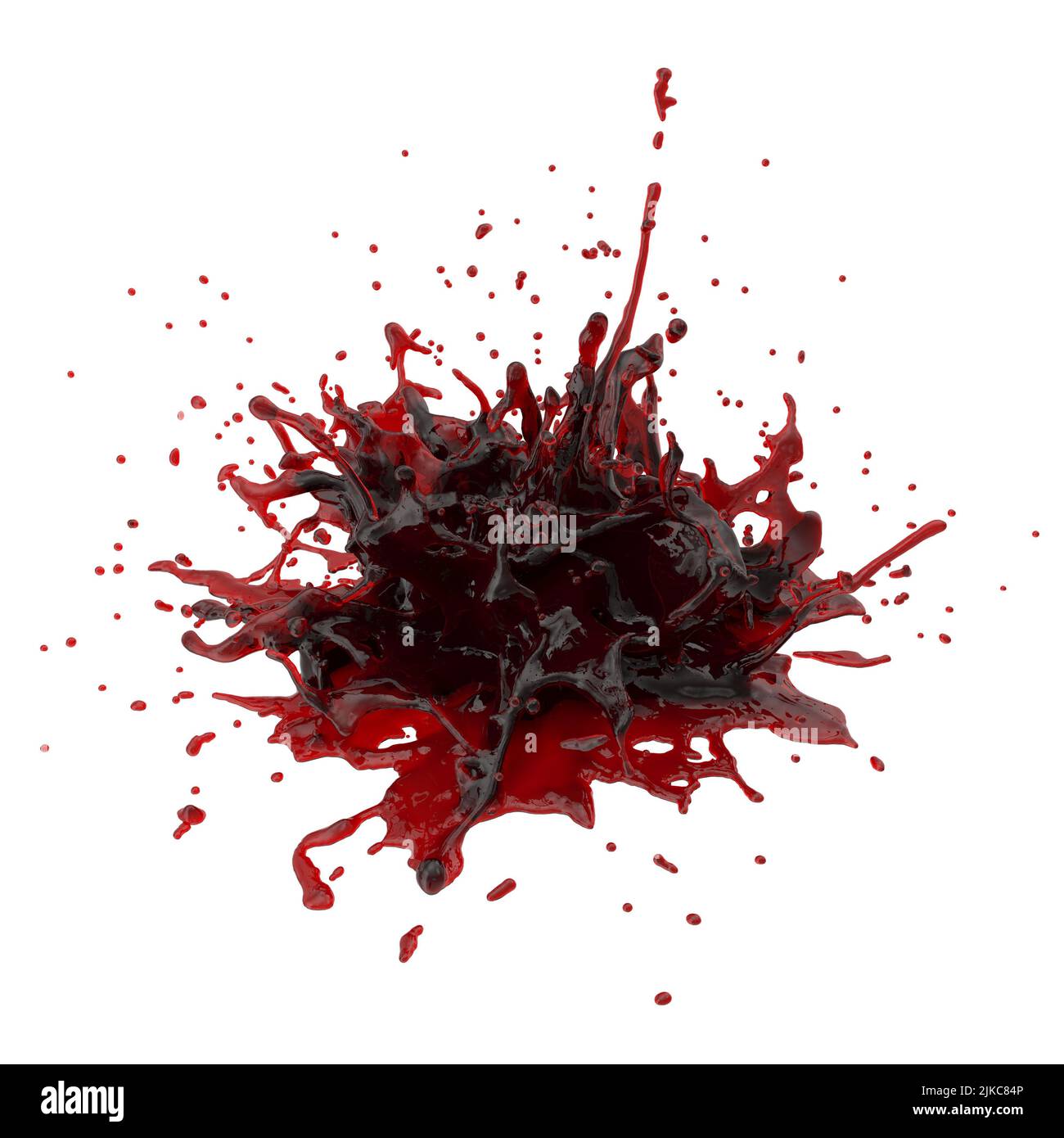 3D Illustration eines realistischen Blutspritzern Stockfoto