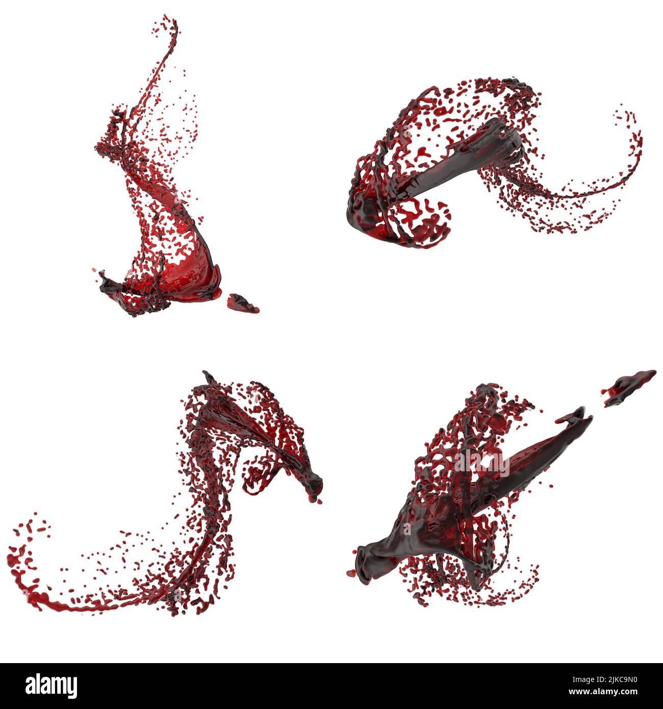 3D Illustration eines realistischen Blutspritzern Stockfoto