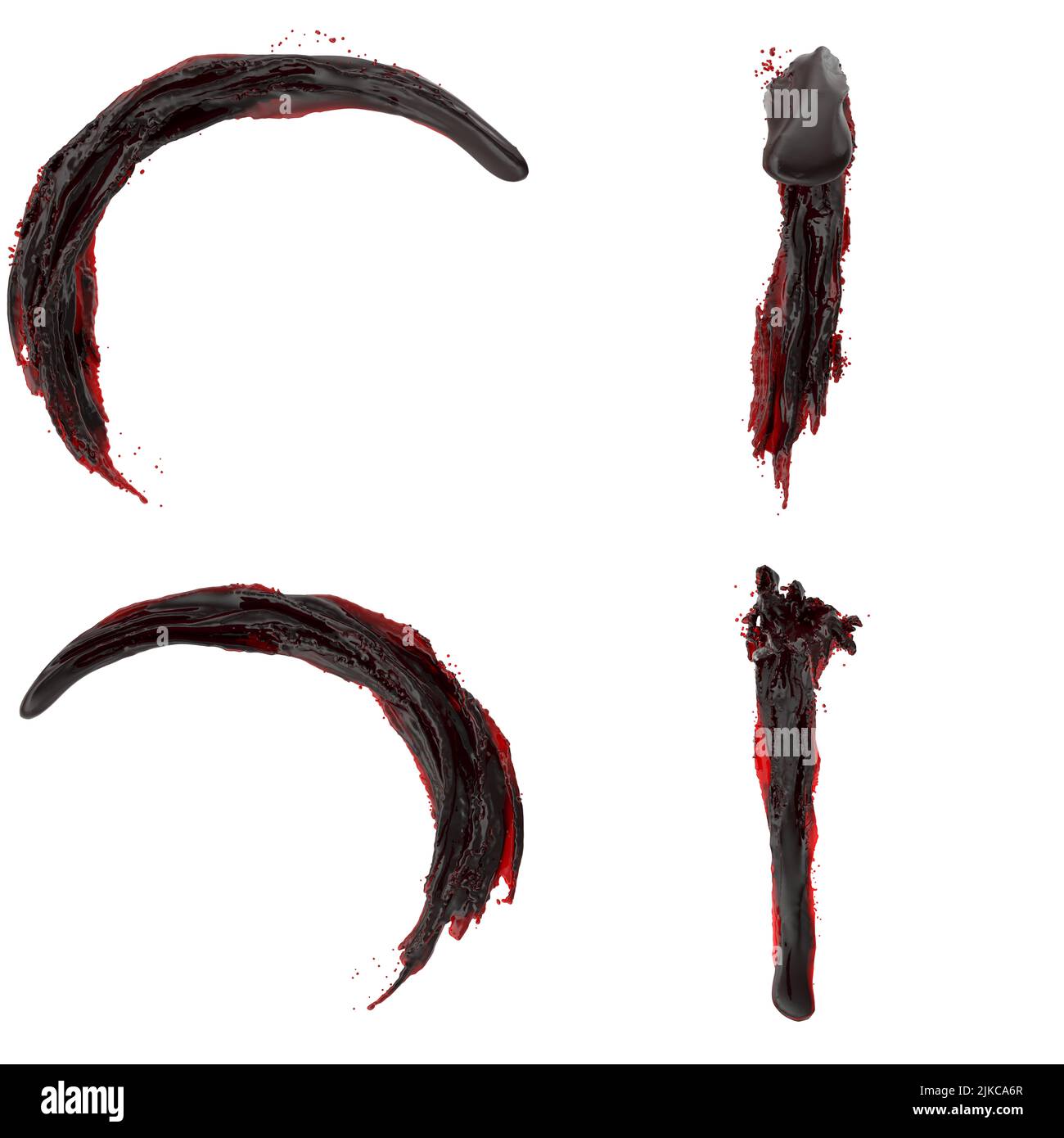 3D Illustration eines realistischen Blutspritzern Stockfoto