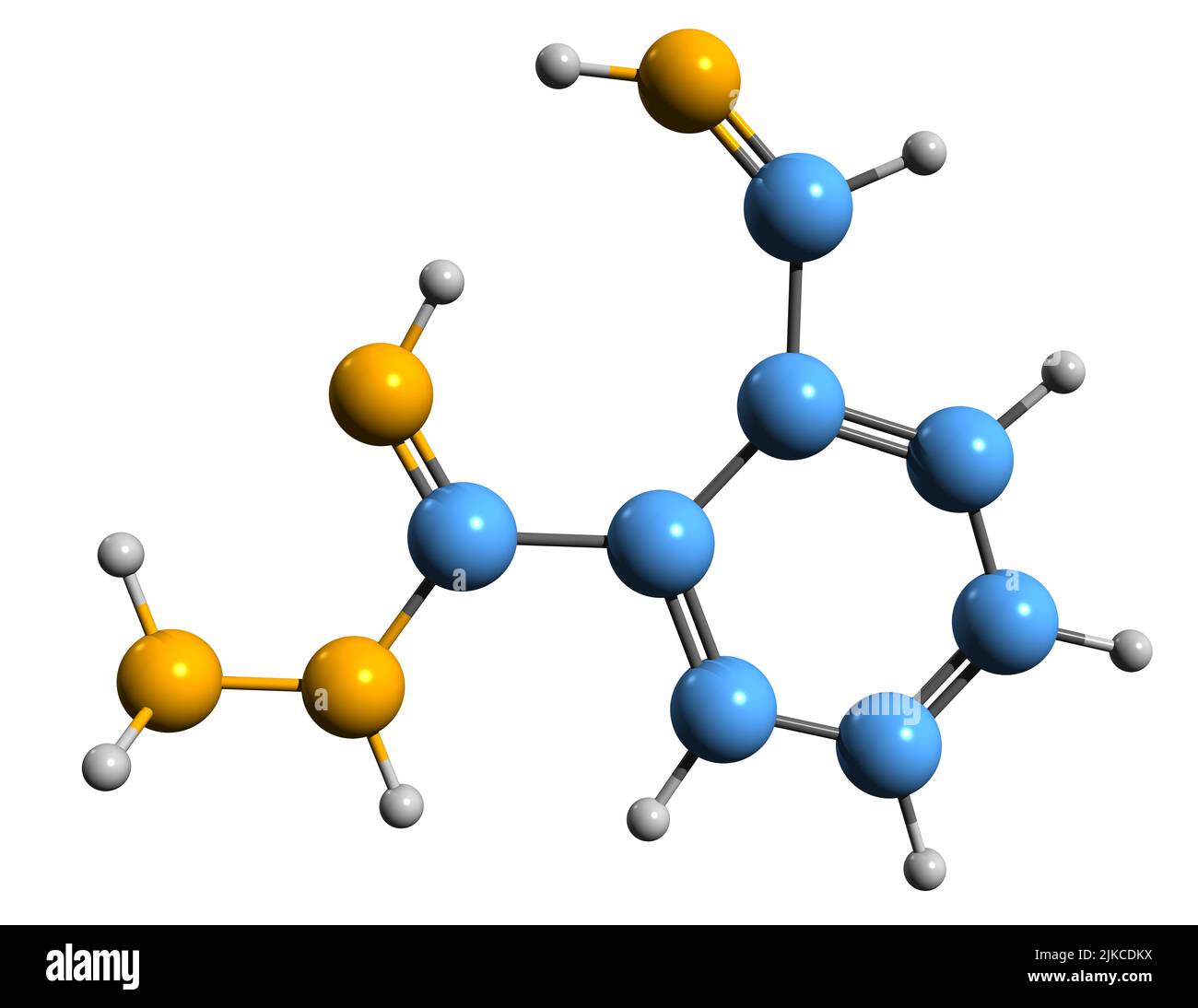 3D Bild der Skelettformel von Hydralazin - molekulare chemische Struktur von Hypertension-Medikamenten auf weißem Hintergrund isoliert Stockfoto