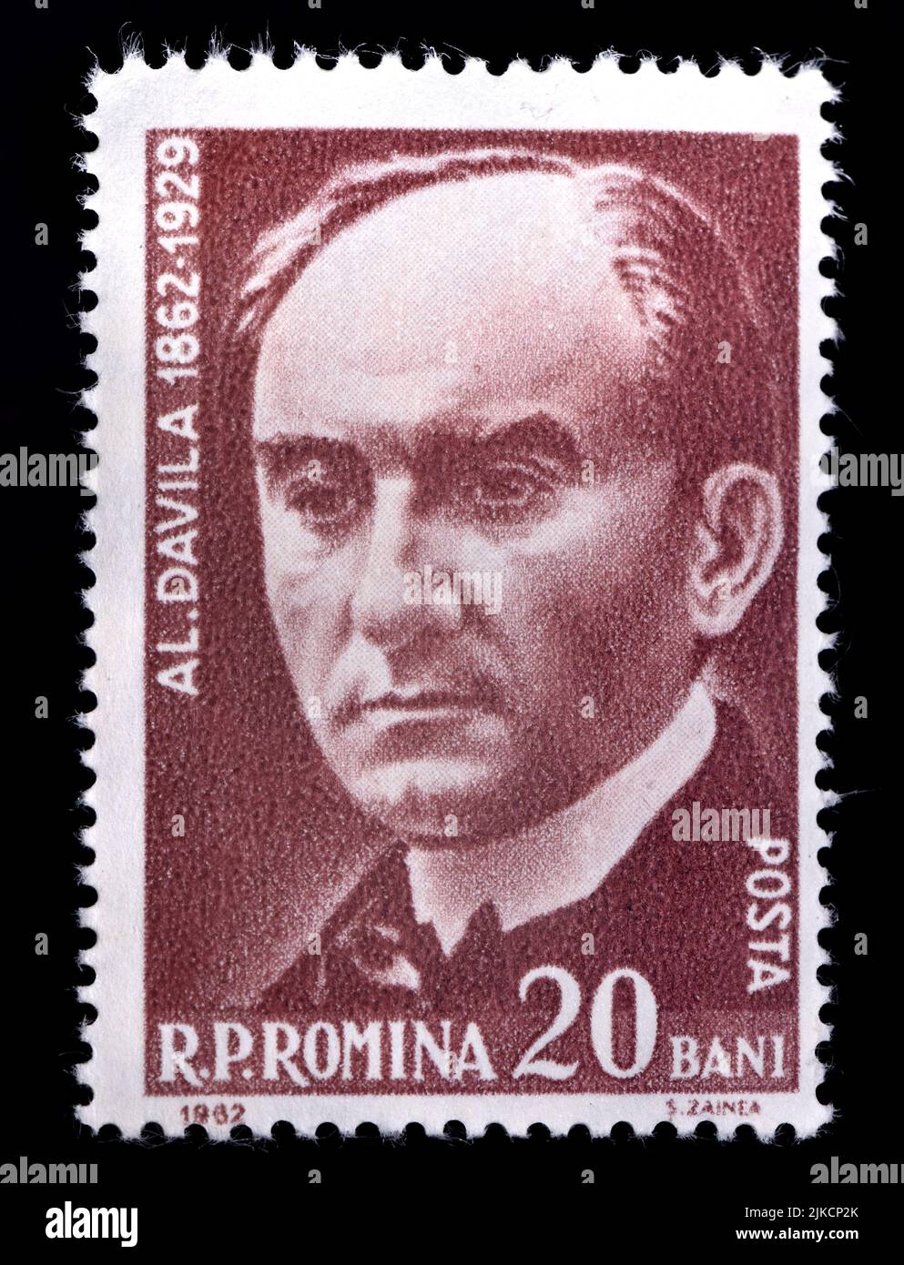 Rumänische Briefmarke (1962) : Alexandru Davila (1862-1929) Rumänischer Dramatiker, Diplomat, öffentlicher Verwalter und Tagebuchschreiber Stockfoto