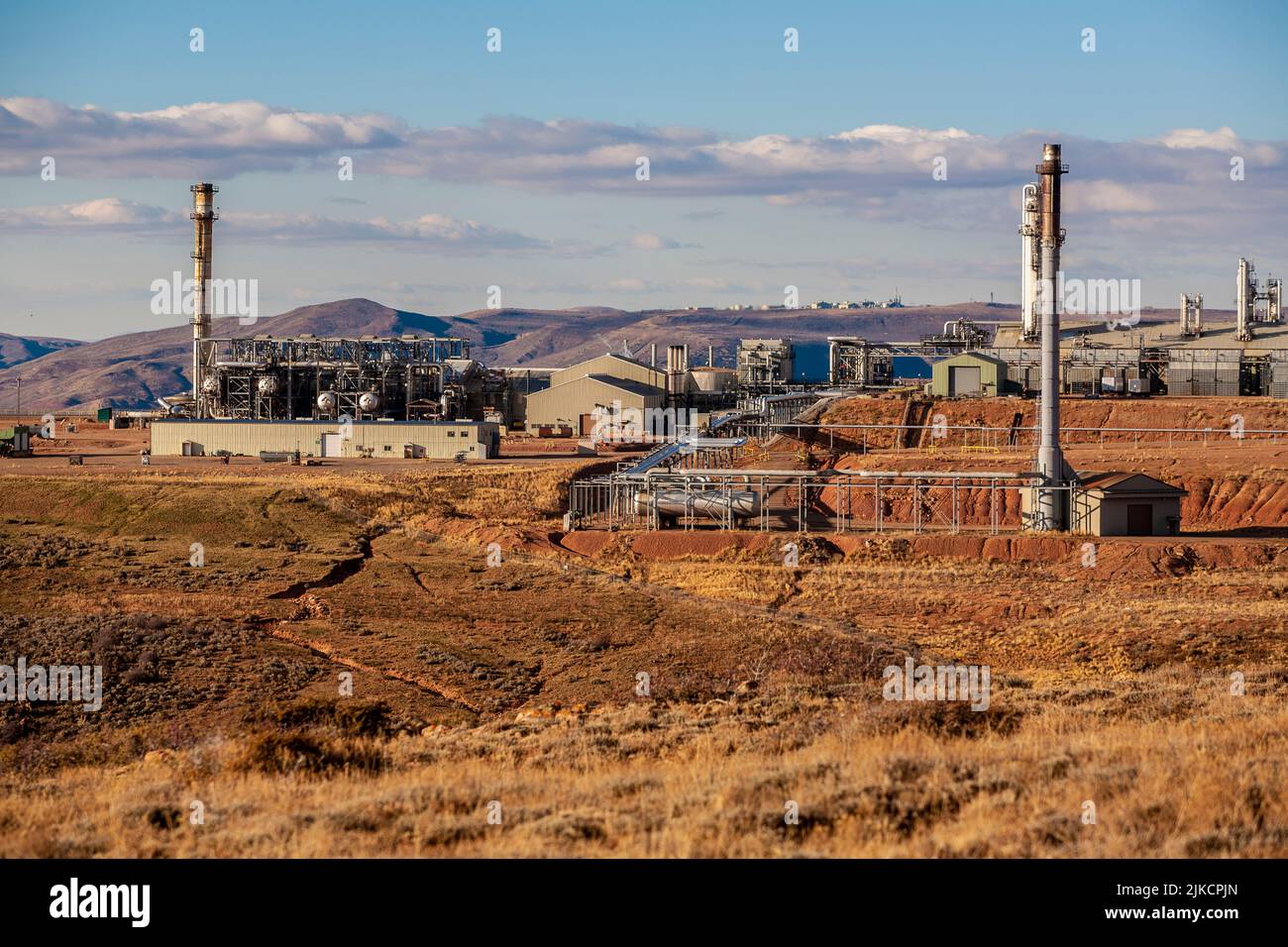 Gasverdichtungsstation in Wyoming Stockfoto