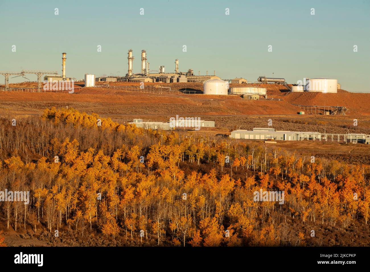 Gasverdichtungsstation in Wyoming Stockfoto