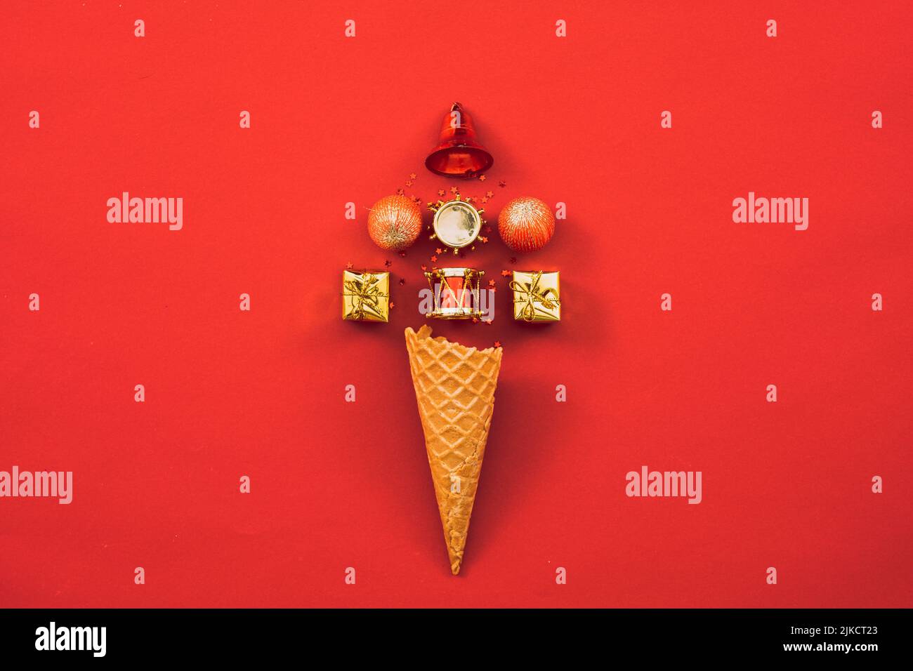 Neujahr abstrakt weihnachtsbaum Eis rot Stockfoto