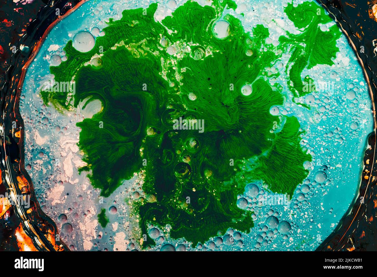 Abstrakte Kunst grün blau Farbe Erde Kontinent Stockfoto