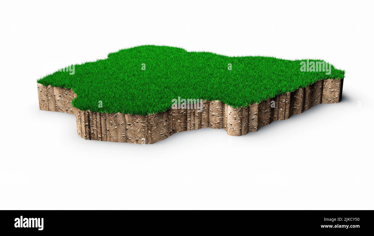 Eine Darstellung der Karte von Nigeria aus grünem Gras aus dem Jahr 3D Stockfoto