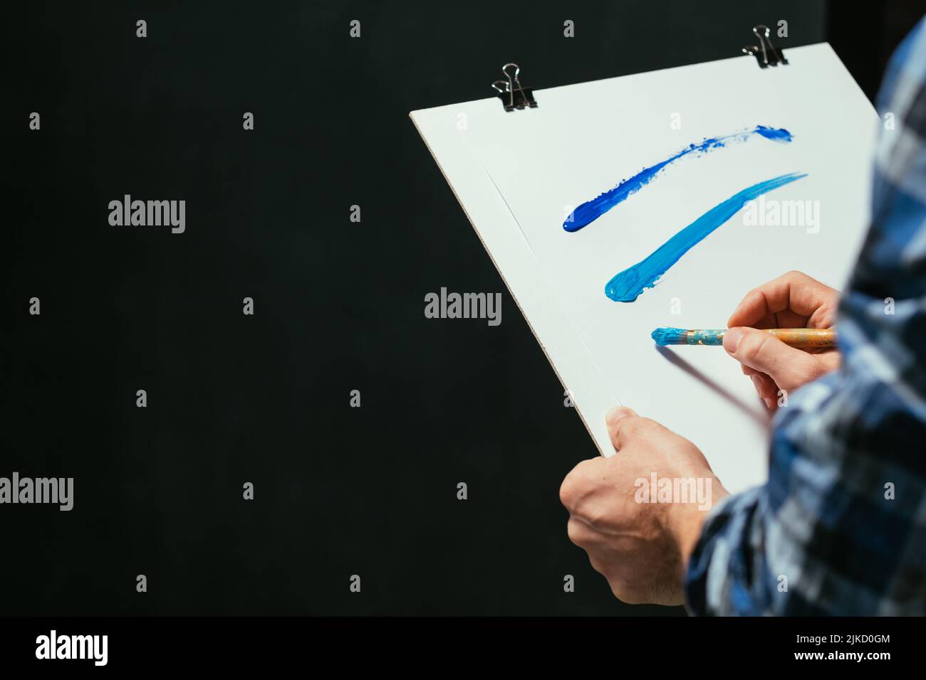 Zeitgenössische Kunst Skizze Board Acrylfarbe Linien Stockfoto