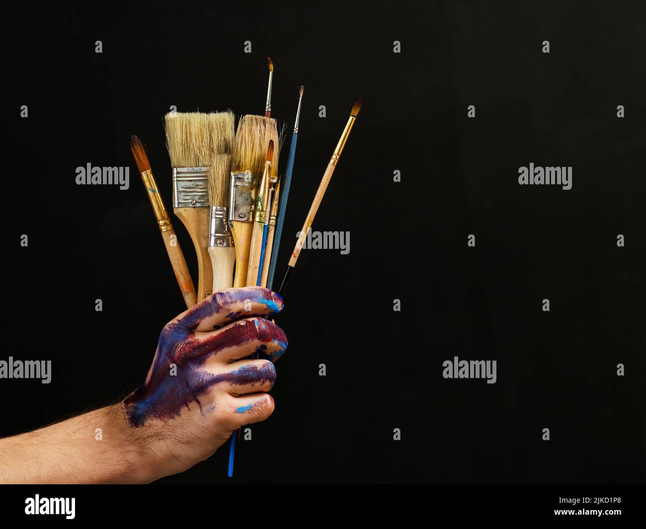 Moderne Kunst Maler wesentliche Werkzeuge Pinsel Stockfoto