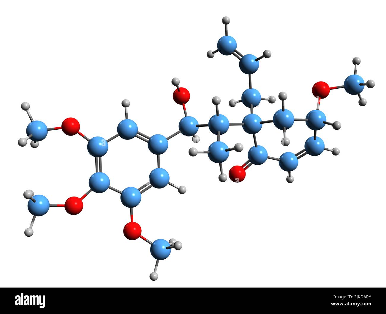 3D Bild der Megaphon-Skelettformel - molekularchemische Struktur der organischen Verbindung isoliert auf weißem Hintergrund Stockfoto