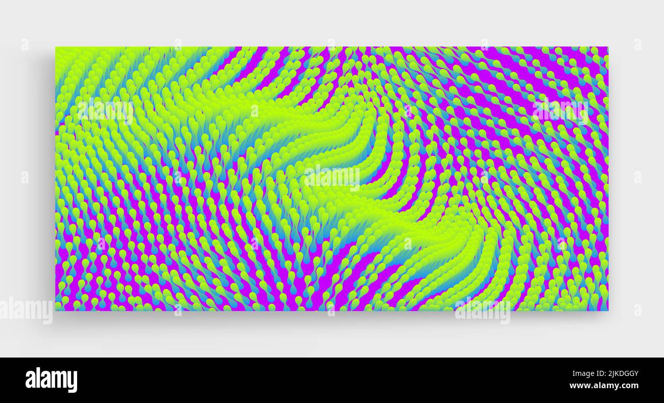 Wellige Oberfläche mit dynamischem Effekt. Molekularer abstrakter Hintergrund. Zellschicht. 3d-Vektorgrafik für Wissenschaft oder Medizin. Stock Vektor