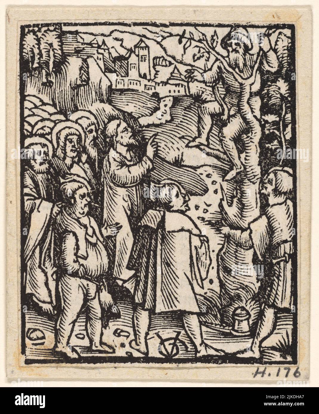 Zaccheus im Feigenbaum. Graf, Urs, ca. 1485-ca. 1527 (Grafiker). Deutscher Meister druckt Postilla Guillermi Averni Super Stockfoto