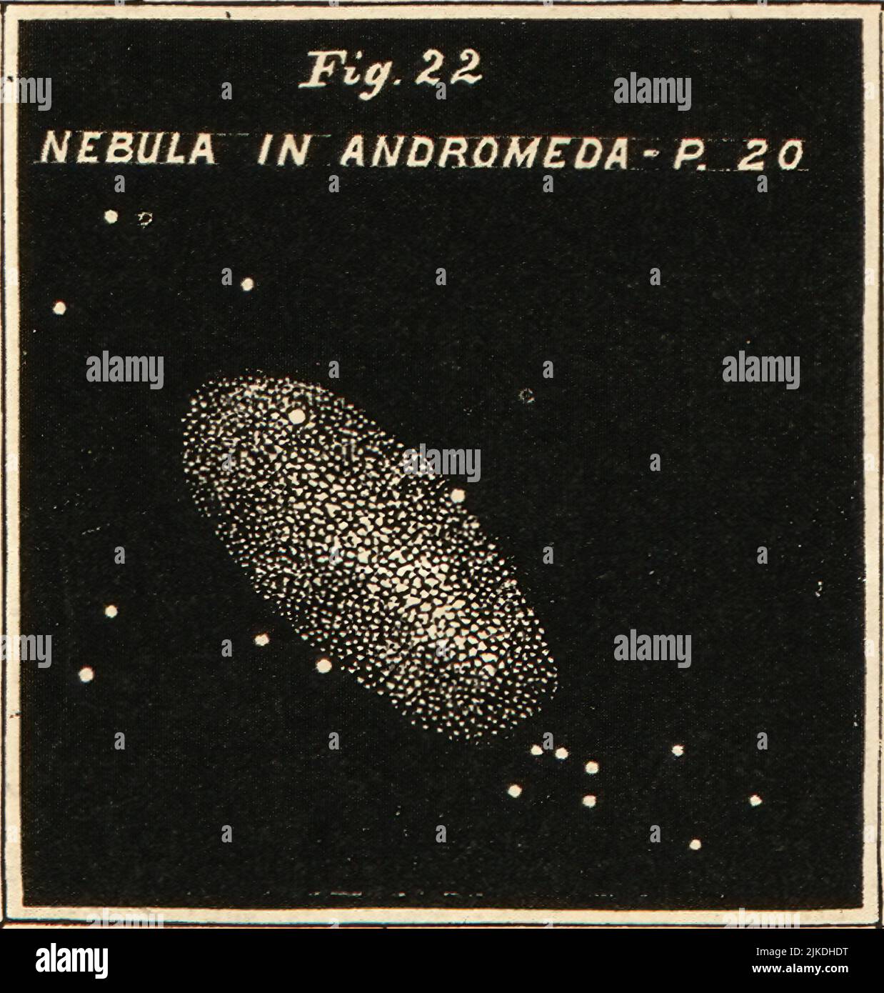Nebel in Andromeda - Atlas entwickelt, um Burritts Geografie des Himmels zu illustrieren - Burritt, Elijah H. Doppelte Sterne und Sternhaufen. Cluster, Stockfoto