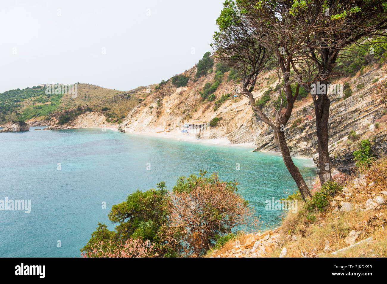 Ionian Coast Cove in der Nähe von Saranda , Südalbanien, Südeuropa. Stockfoto