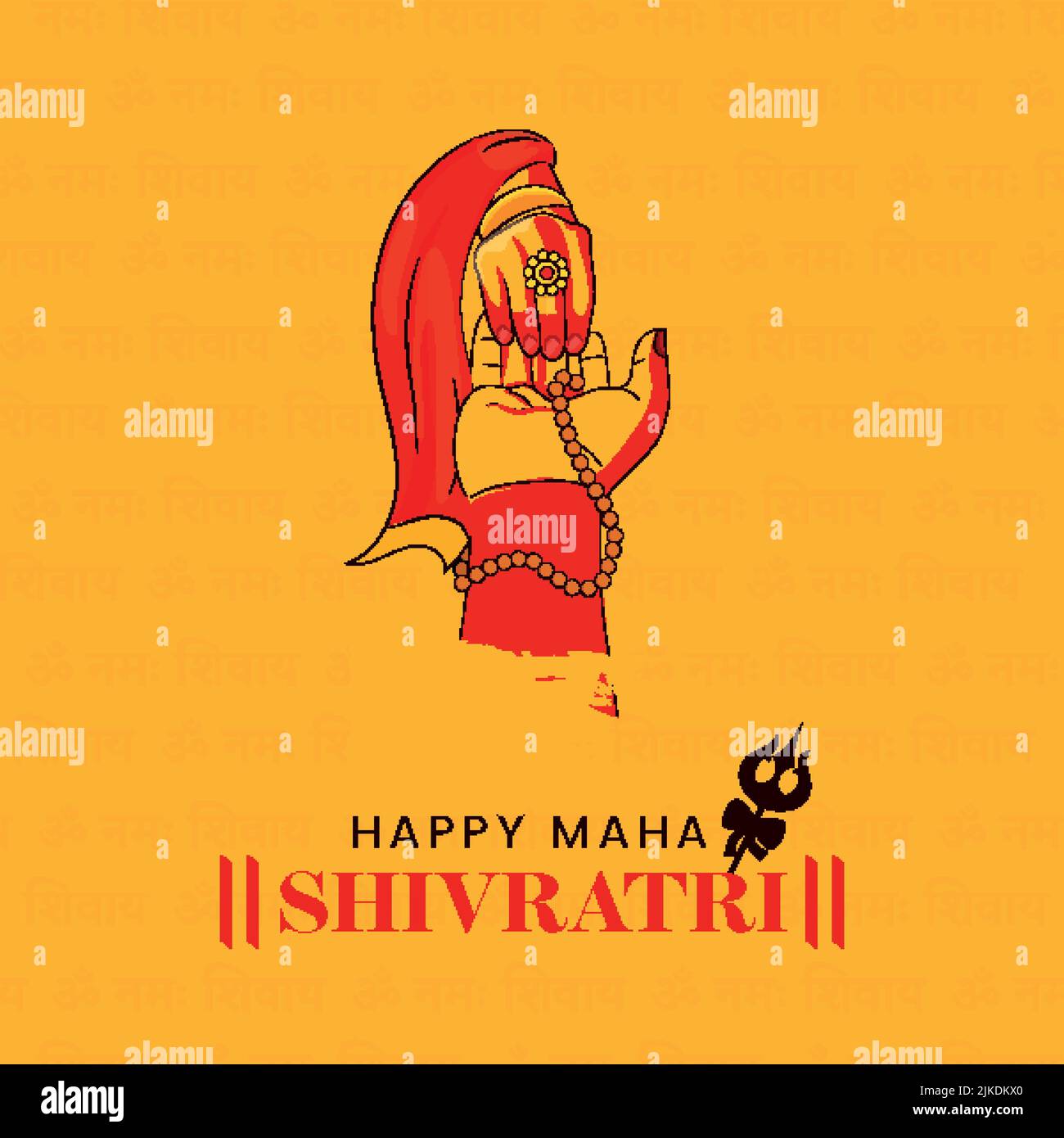 Happy Maha Shivratri Font Mit Lord Shiva Und Göttin Parvati Hände Zusammen Gegen Orange Hintergrund. Stock Vektor