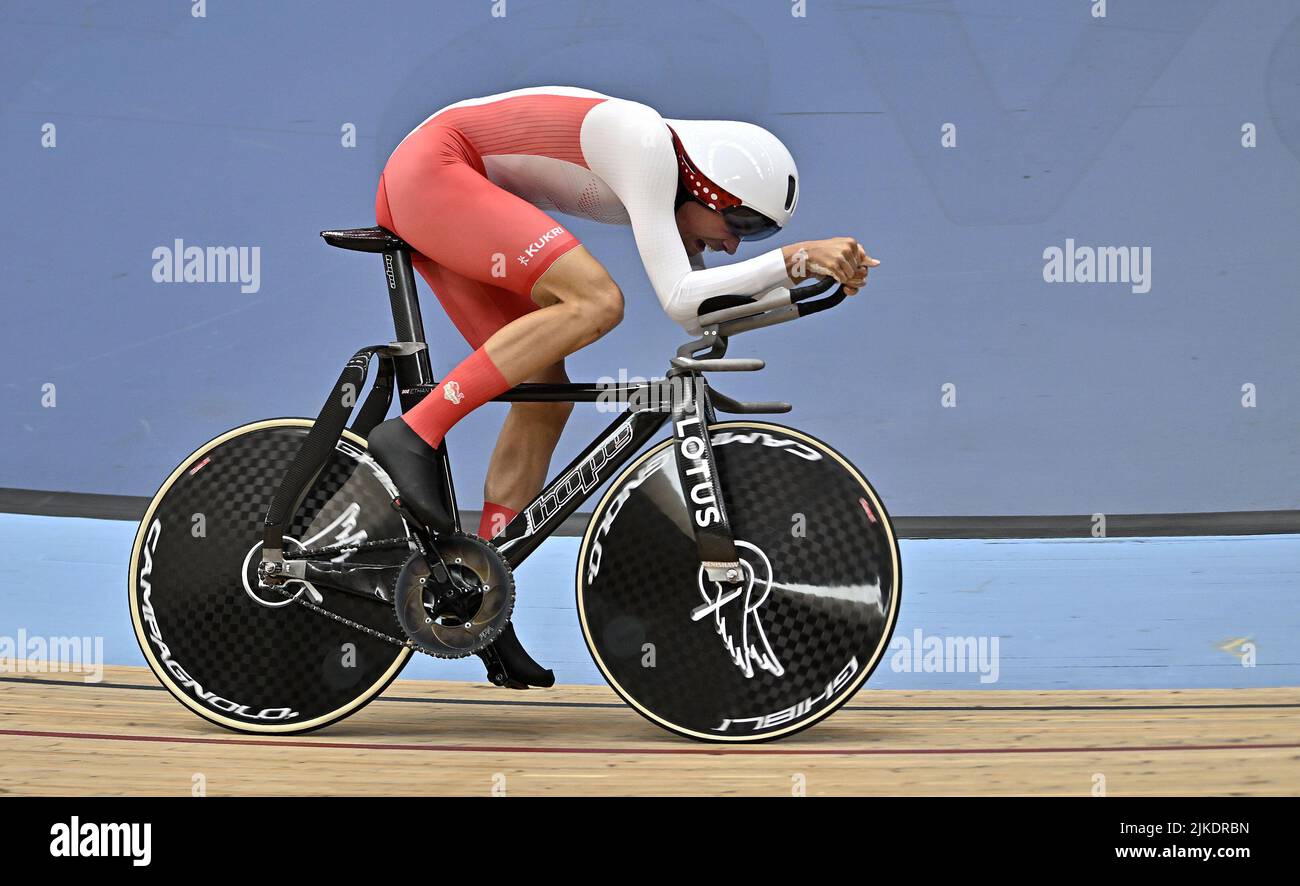 Stratford, Großbritannien. 01. August 2022. Commonwealth Games Track Cycling. Olympic Velodrome. Stratford. Ethan Vernon (eng) während des Mens 1000m Zeitfahrens. Kredit: Sport In Bildern/Alamy Live Nachrichten Stockfoto