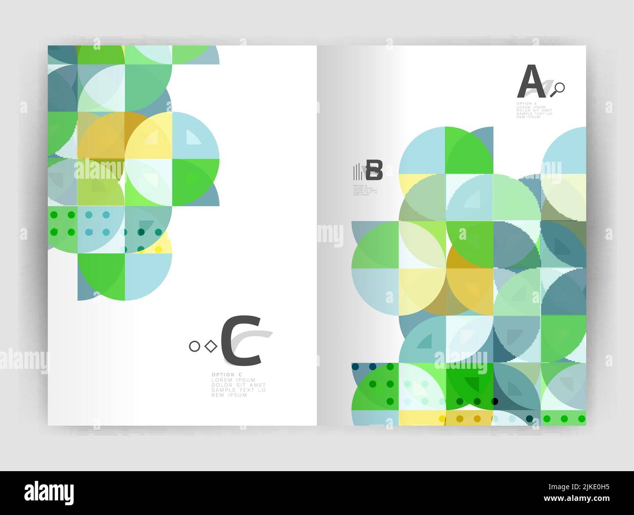 Vector moderner geometrischer Jahresbericht. Moderne Business-Broschüre oder Broschüre A4 Deckblatt Vorlage. Abstrakter Hintergrund mit farbigen Dreiecken, jährliches r Stock Vektor