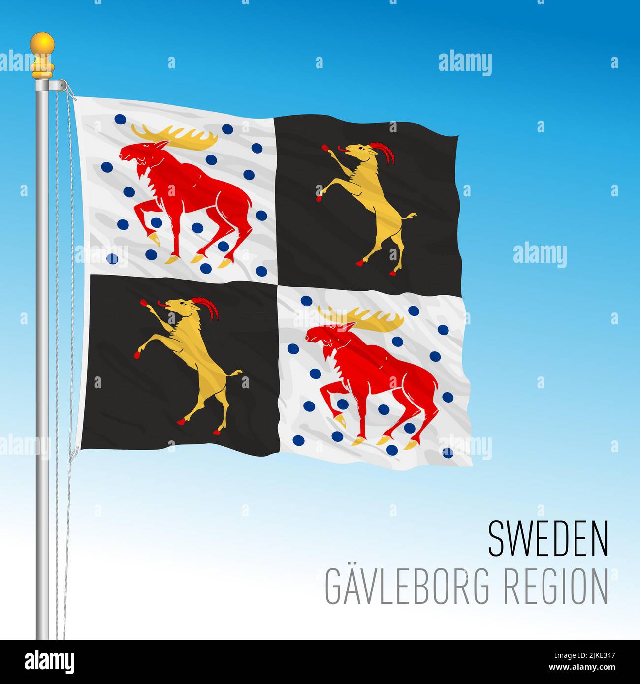 Gavleborg County regionale Flagge, Königreich Schweden, Vektorgrafik Stock Vektor