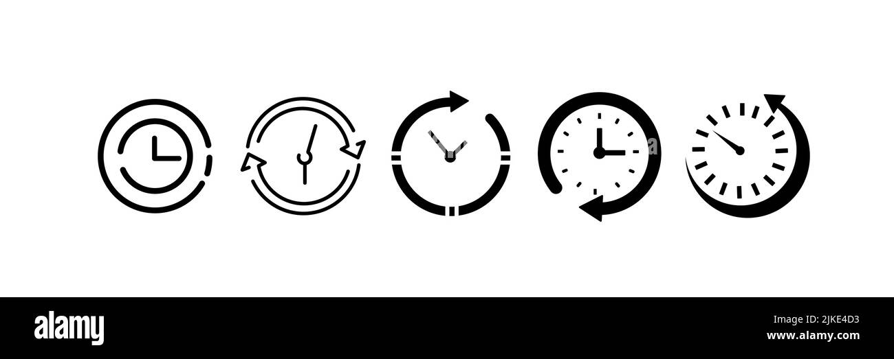 Uhrensymbole, Uhr, Uhr, Weckzeit 24 Std Stock Vektor