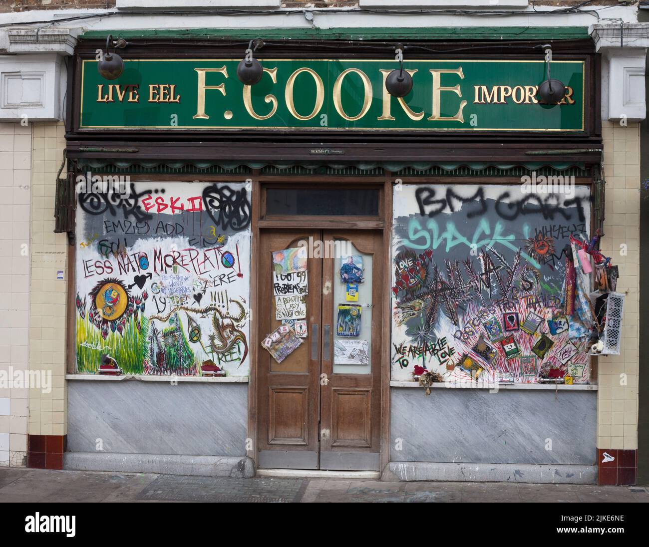 F Cooke Geleed Aal Shop Broadway Market London E8 Stockfoto