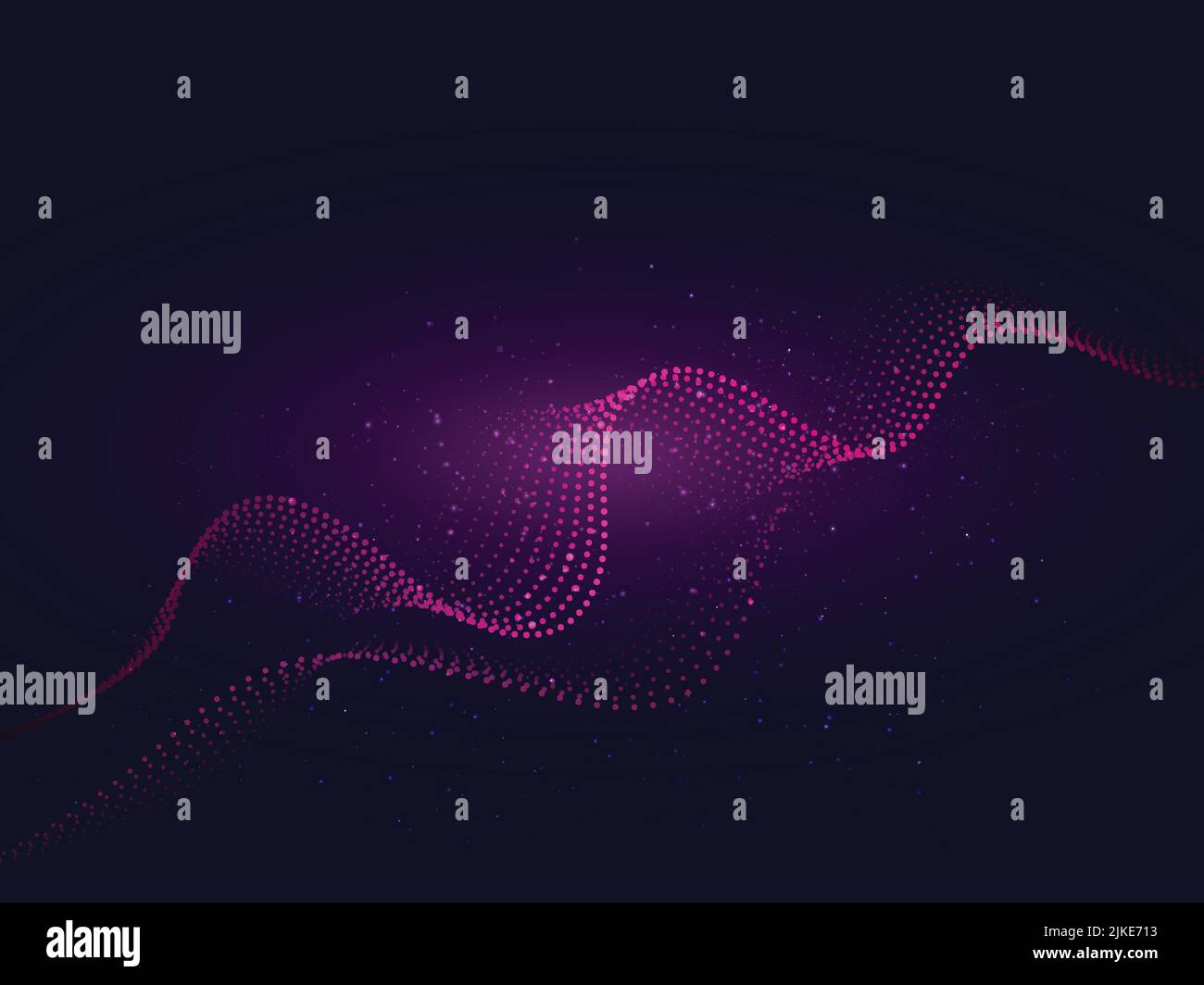 Abstrakter Hintergrund Mit Violettem Lichteffekt Und Rosa Gepunkteter Wellenbewegung. Stock Vektor