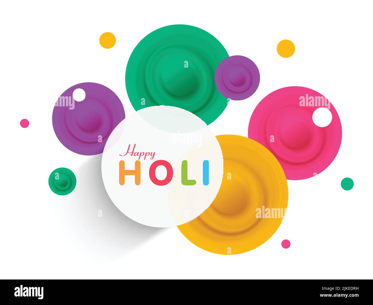 Indisches Festival der Farben, Happy Holi Konzept mit Trockenfarben (gulal) vor weißem Hintergrund. Stock Vektor