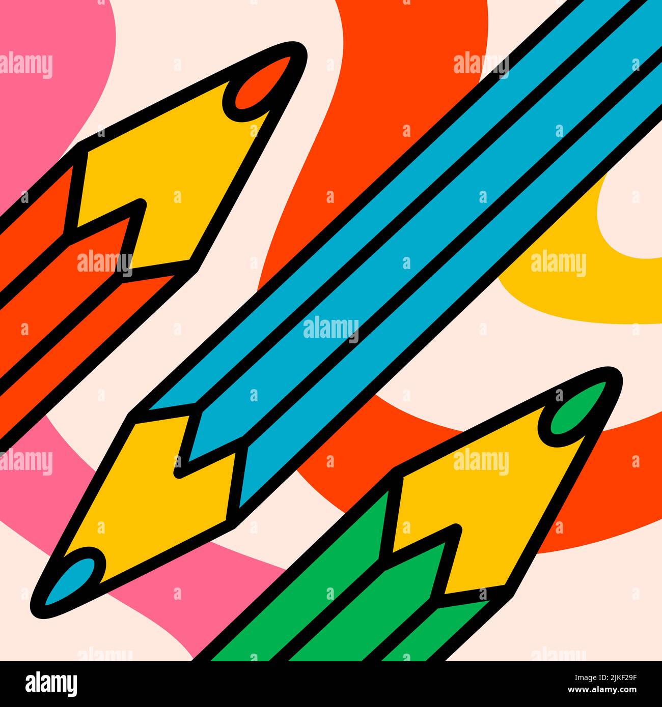 Cartoon Vektor lustig niedlich Comic-Zeichen, blauer Bleistift. Stock Vektor