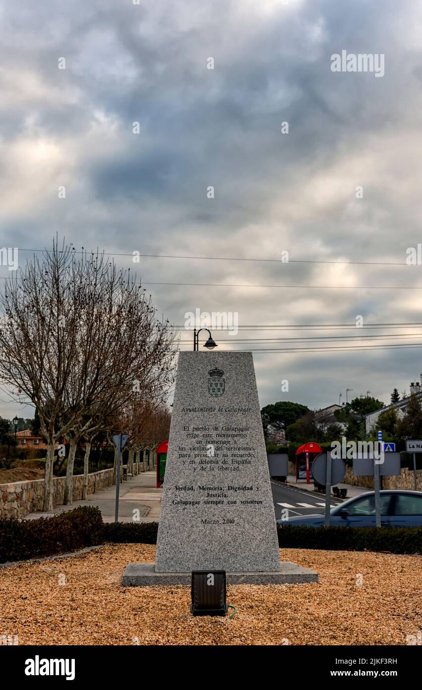 Monumento a las Victimas del Terrorismo, Galapagar, España/in memoriam to victims of Terrorism Galapagar, Spanien Stockfoto