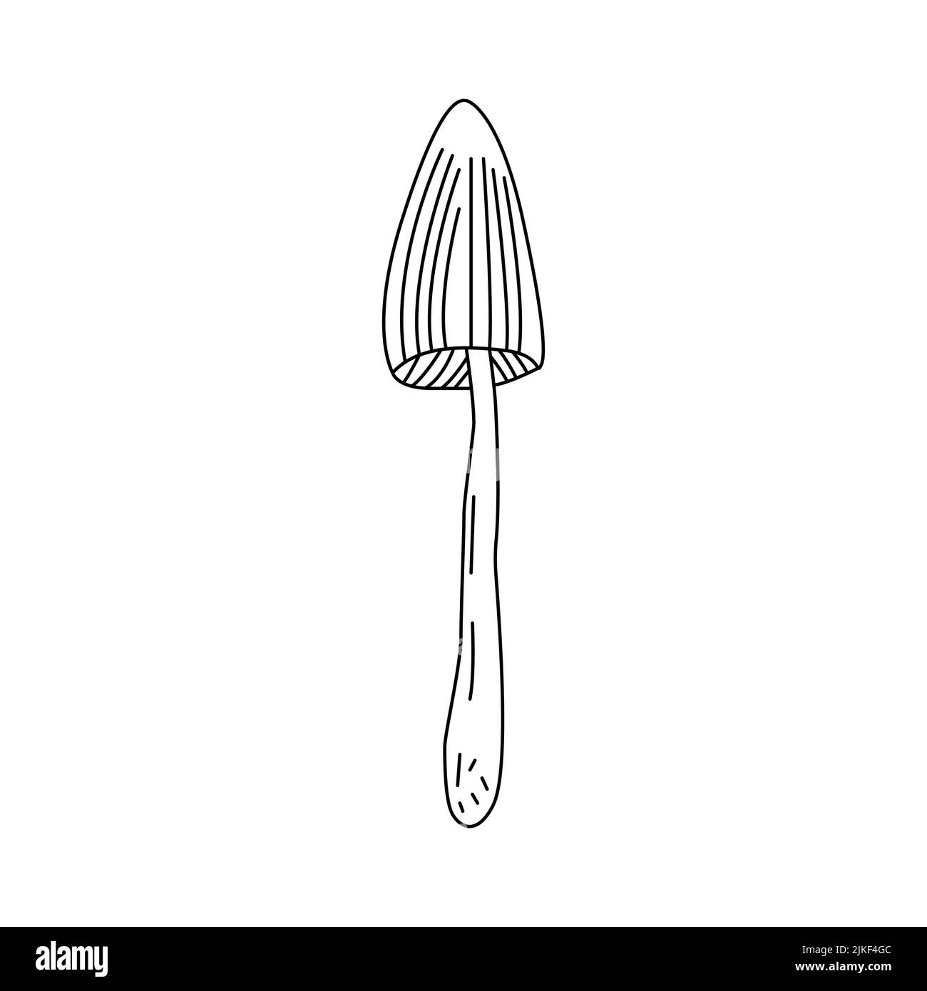 Pilzline Art Logo Illustrationen. Handgezeichnete Pilze. vektor. Stock Vektor