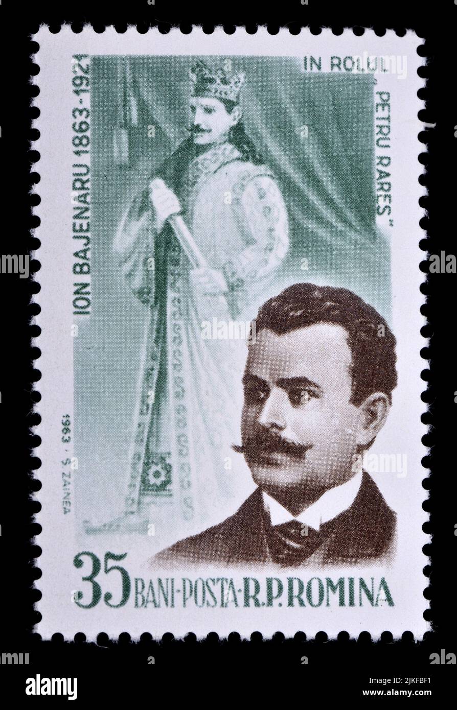 Rumänische Briefmarke (1963) : Jon Bajenaru (rumänischer Opernsänger) als Petru Rares Stockfoto