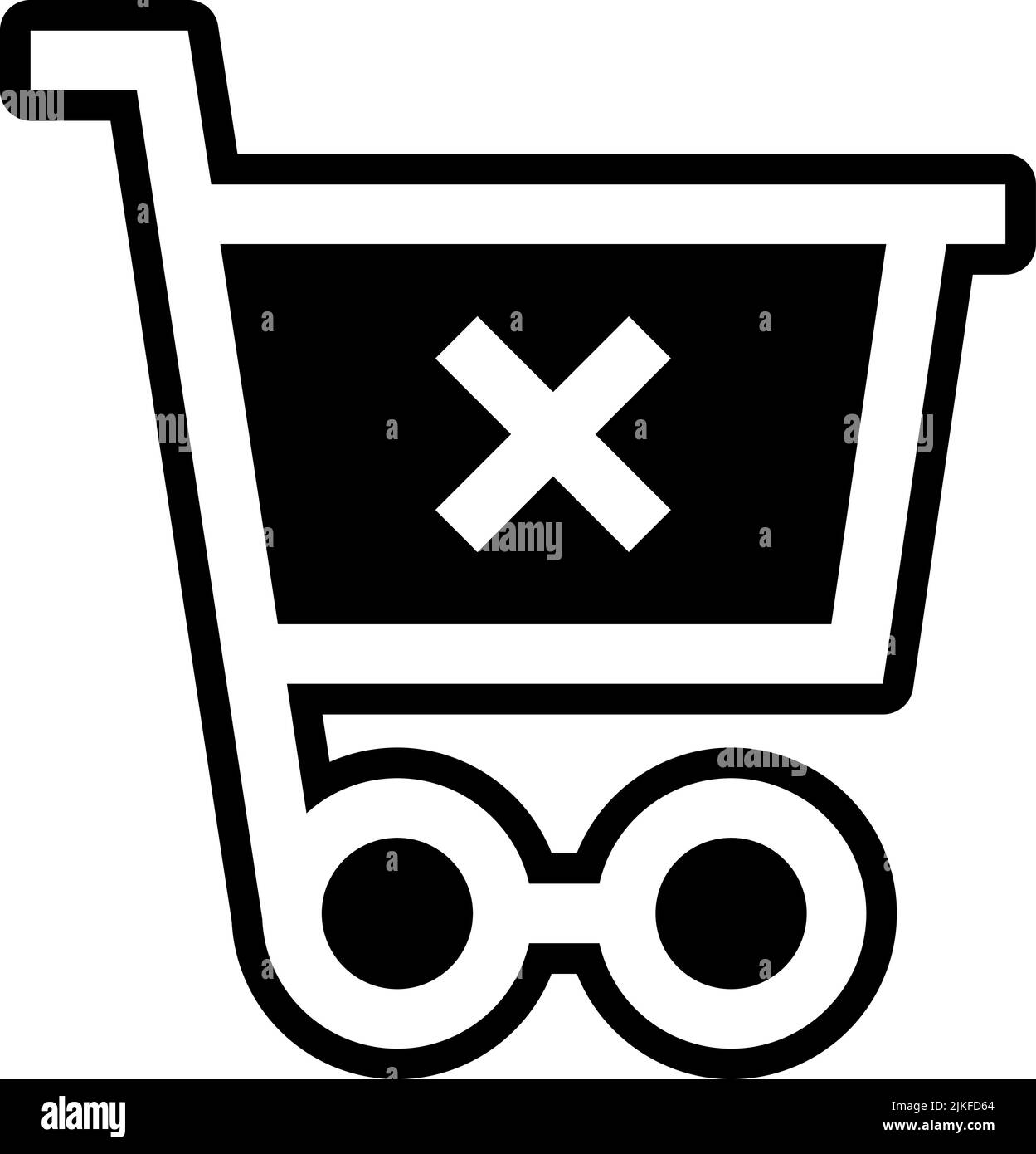 Aus Warenkorb entfernen Symbol schwarze Vektorgrafik. Stock Vektor