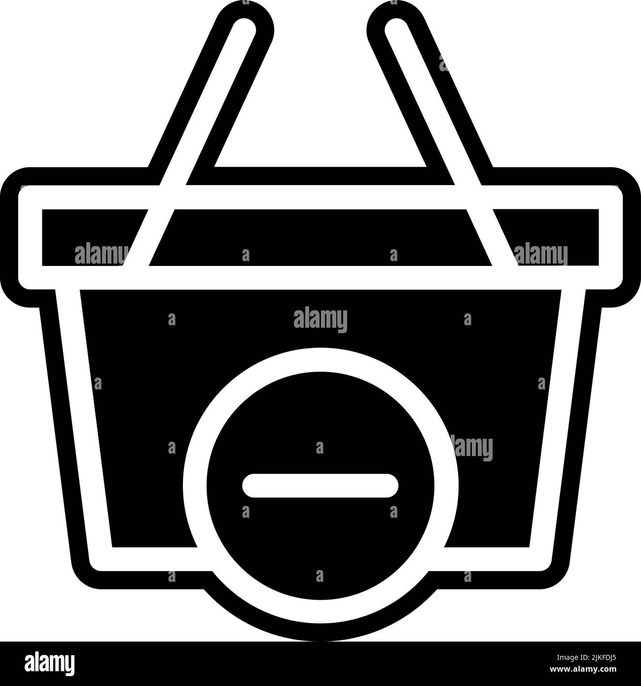 Aus Warenkorb entfernen Symbol schwarze Vektorgrafik. Stock Vektor