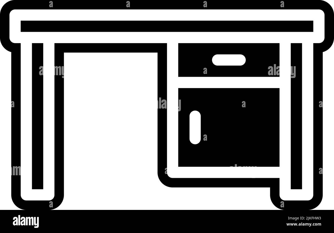 Schreibtischsymbol, schwarze Vektorgrafik. Stock Vektor